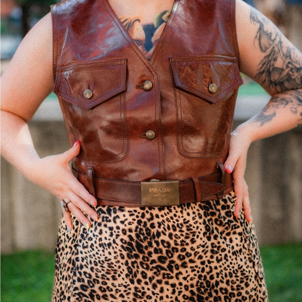 Prada Chestnut Leather Vest